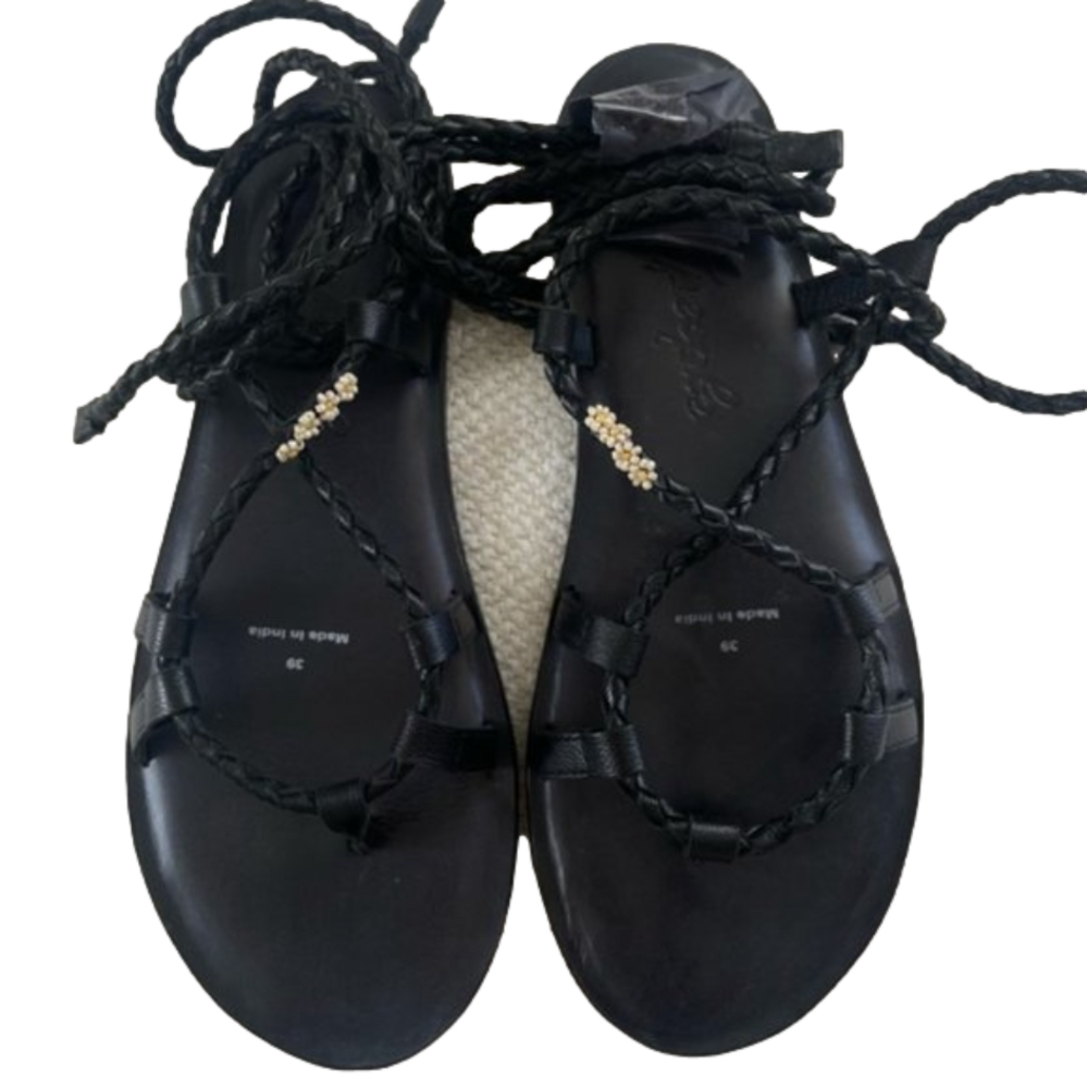 NWB! Daisy Dream Wrap Sandals by FP Collection at Free People, Black, EU 40